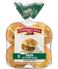Pepperidge Farm® Onion Hamburger Buns with Poppy Seeds, split