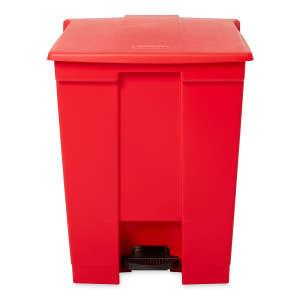 Rubbermaid Commercial, Legacy, 18 gal, Plastic, Red, Rectangle, Receptacle