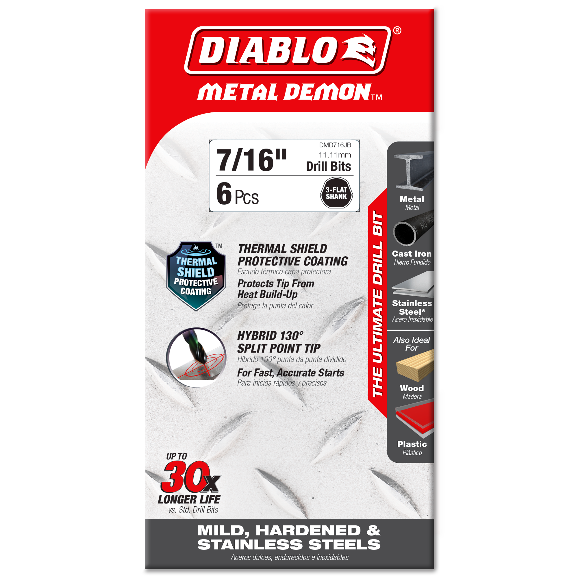Diablo 7/16 in. Metal Demon Drill Bit for Mild, Hardened and Stainless Steels in its retail packaging, ready for the job box or tool bag