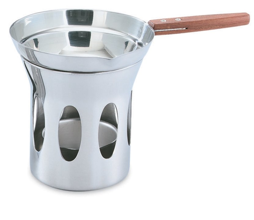 Stainless steel butter melter base with oval vents
