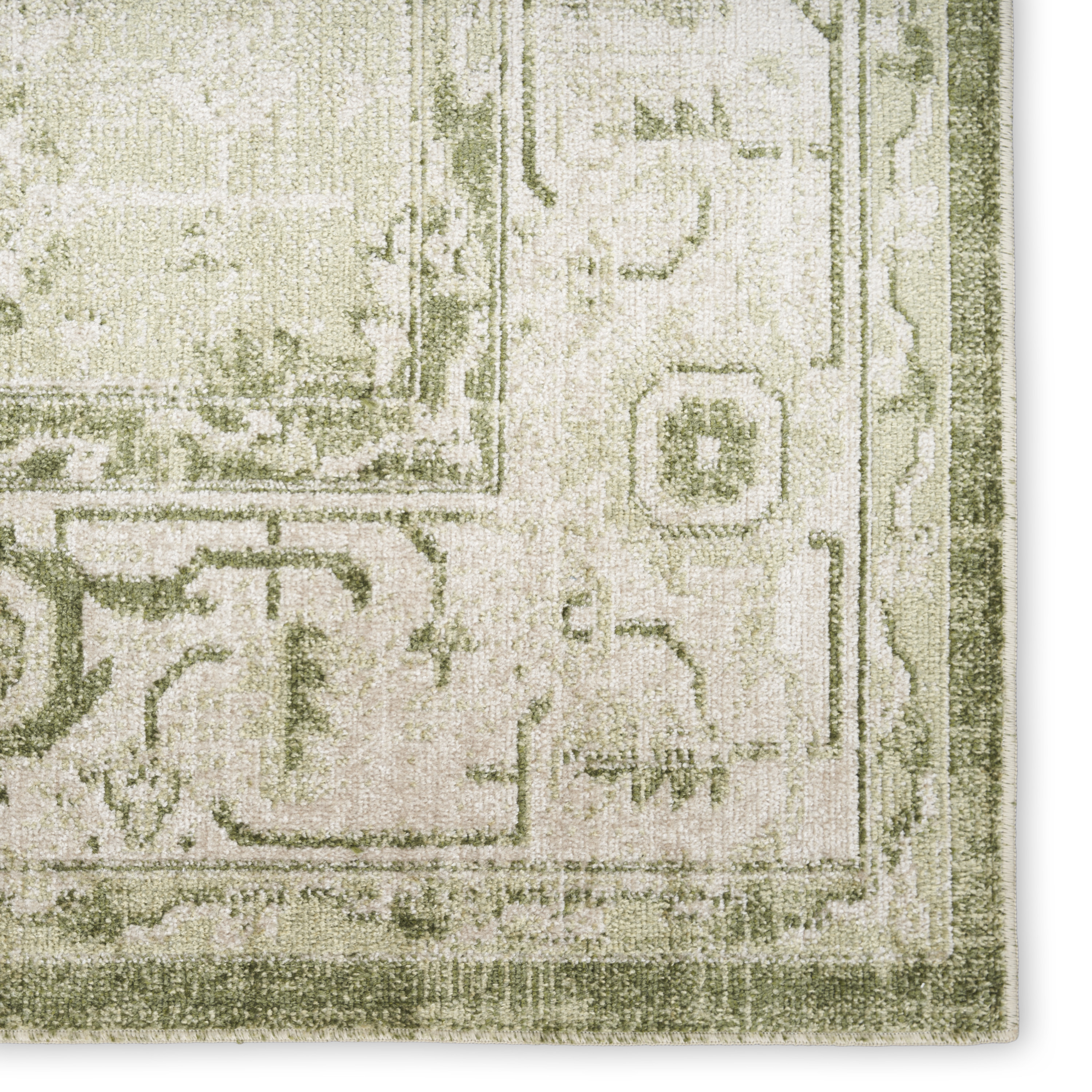 Nourison Astra Machine Washable 6'7" x 9' Ivory Green Vintage Indoor Rug