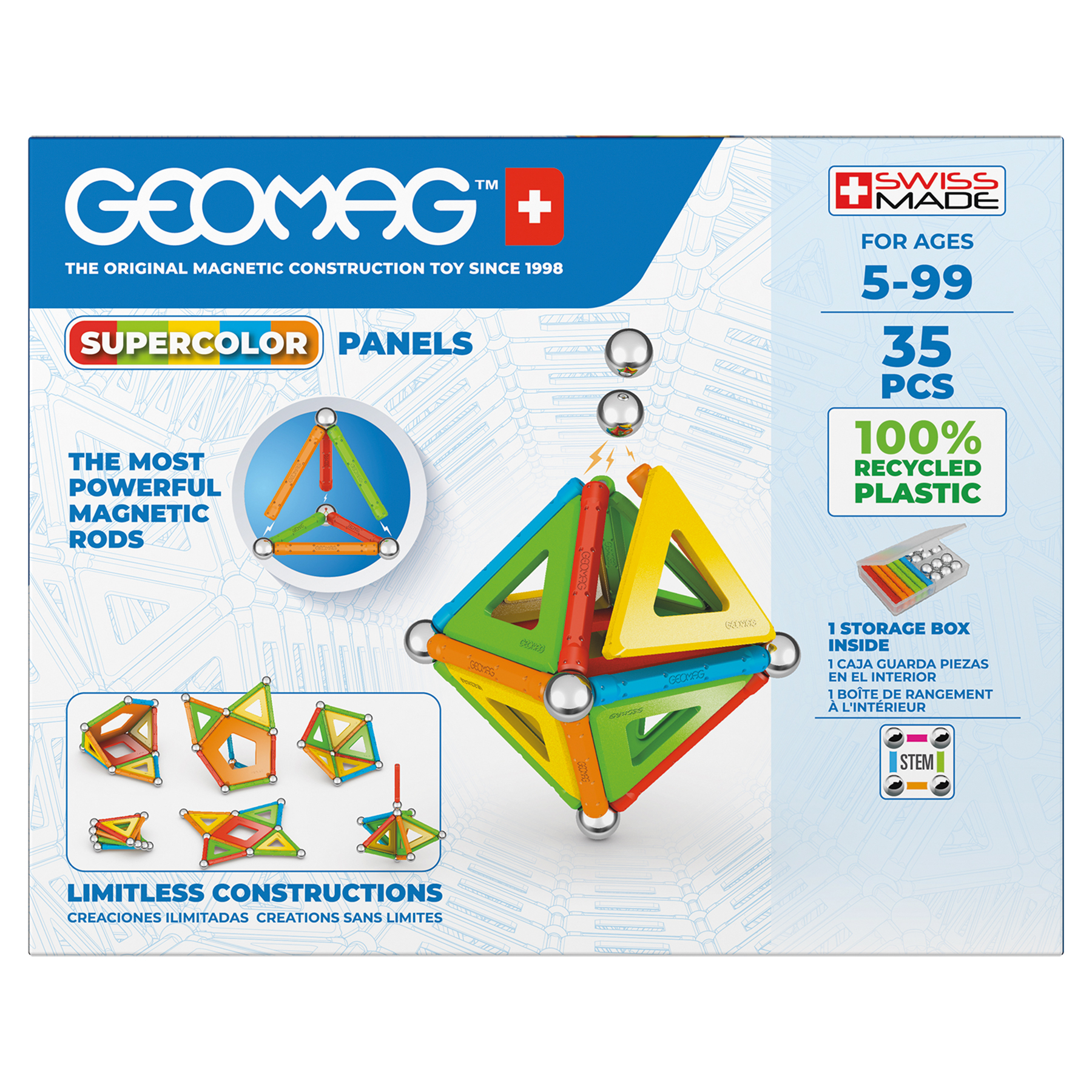 Geomag Supercolor Recycled, 35 Pieces