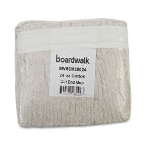 Boardwalk, Cotton Cut-End Wet Mop Head with 1.25" Headband, 24 oz, White