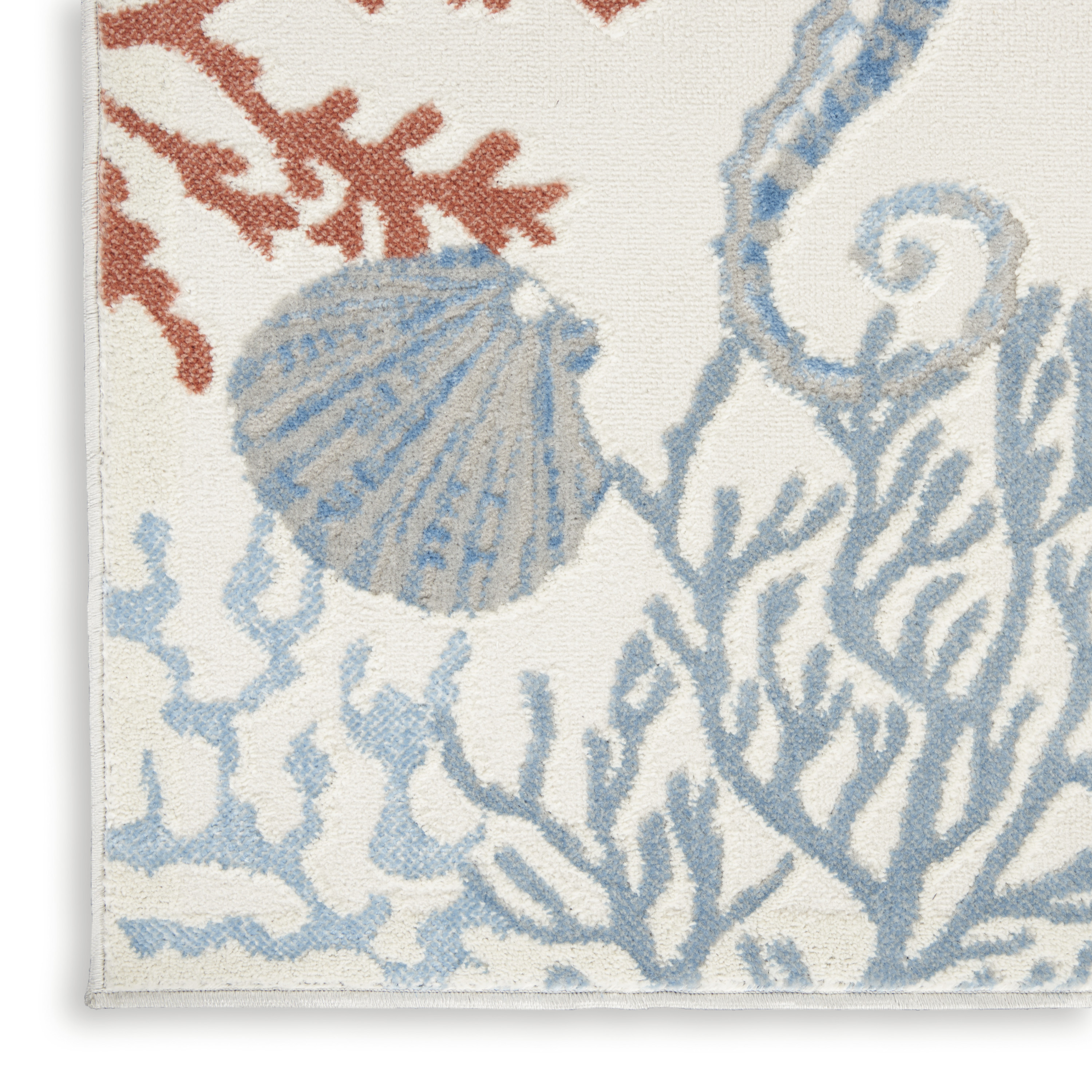 Nourison Seaside 5'3" x 7'3" Ivory Multicolor Coastal, Nautical & Beach Indoor Rug