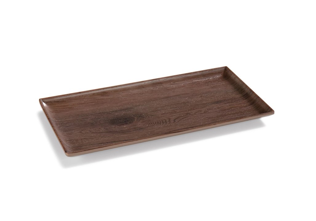 Serving tray 30 x 15 cm melamine with oak finish