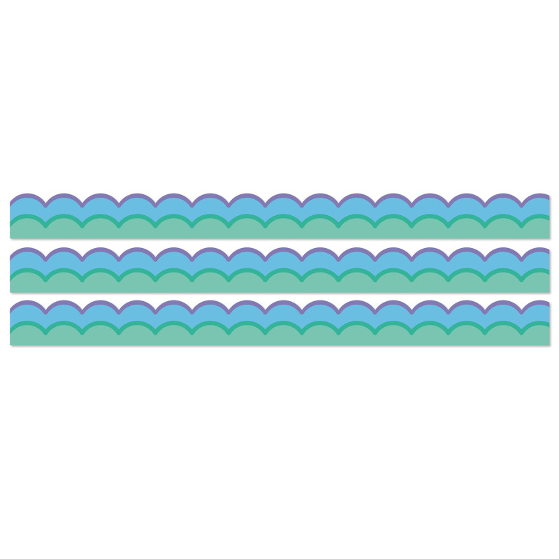 Happily Ever Elementary Retro Remix Cool Waves Scalloped Bulletin Board Borders, 39 Feet Per Pack, 3 Packs