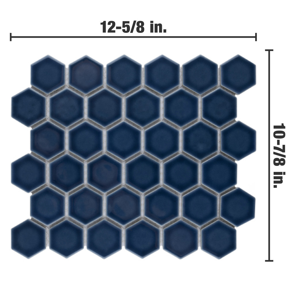 Sample – Hudson Due 2″ Hex Denim Blue Porcelain Mosaic Tile