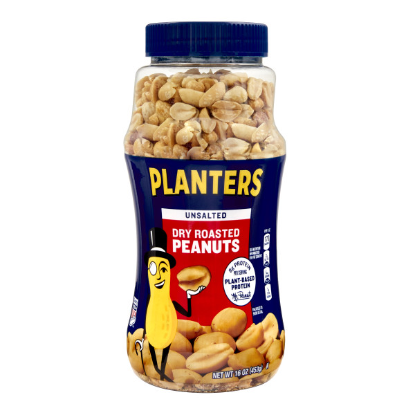 PLANTERS(r) Dry Roast Unsalted Peanuts 12/16oz . C1CB - Front Center Inner Pack (Hi Res)