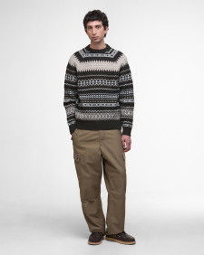 Hase Fair Isle Crew Neck Jumper Olive Ink