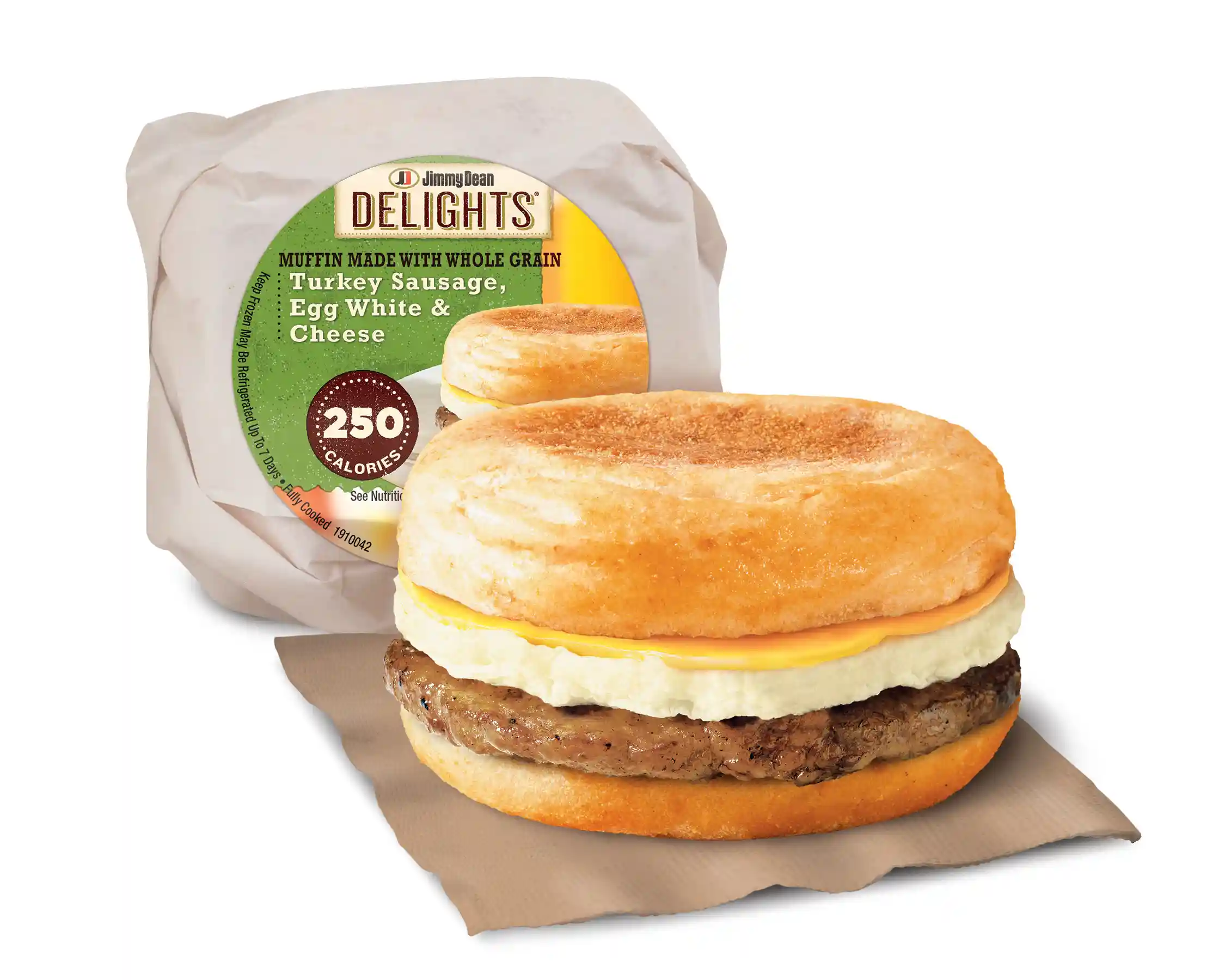 Jimmy Dean Delights® Butcher Wrapped Turkey Sausage, Egg White & Cheese Whole Grain Muffin_image_01