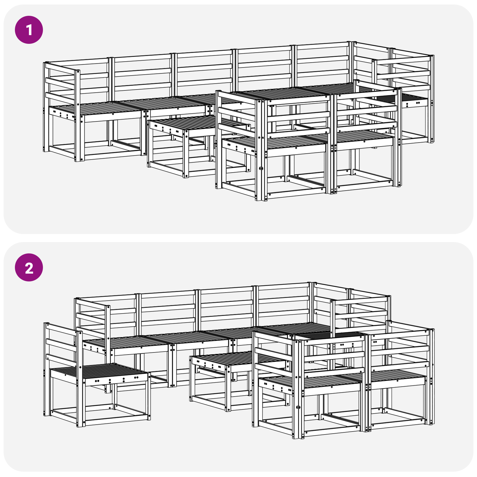 Buiten bankenset 9 pcs Wit Massief Acaciahout image 6