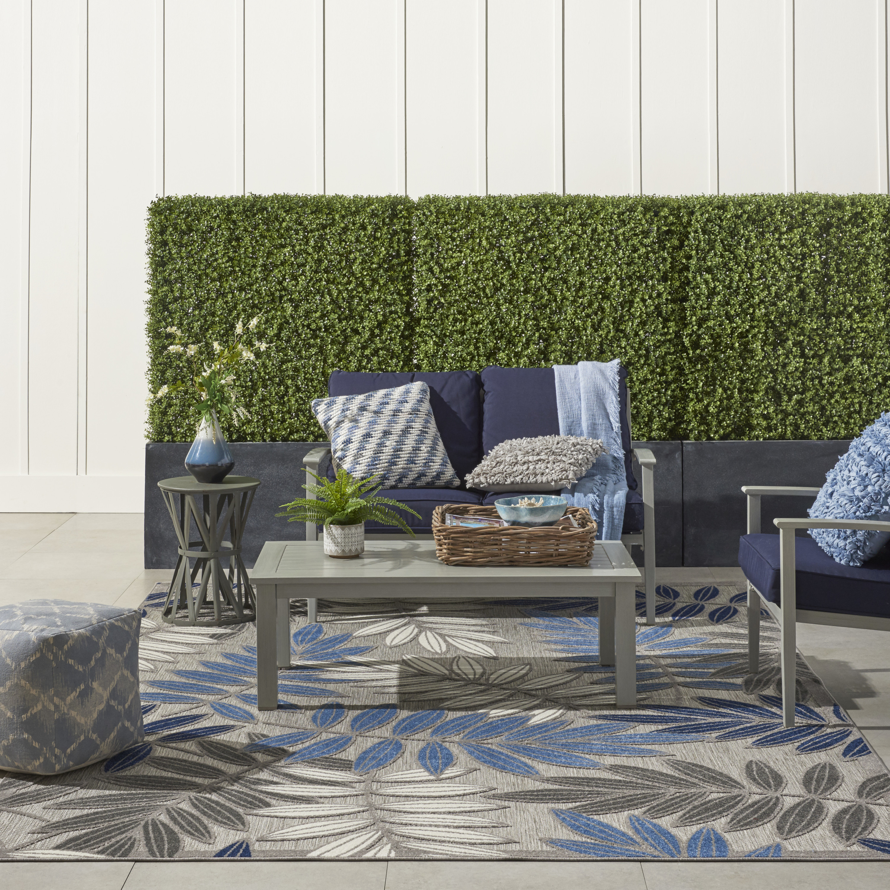 Nourison Aloha 6' x 9' Grey Blue Tropical Rug