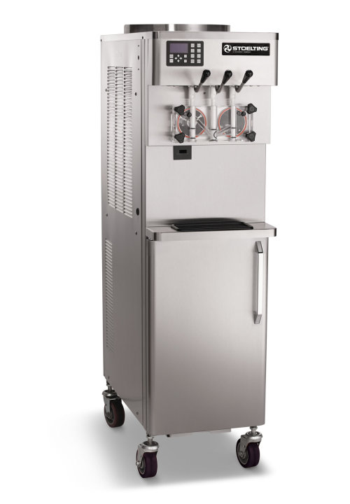 Extra-High Capaicty Soft Serve Machine
Twin-Twist, Floor Model, Pressure-Fed
Air-Cooled. 208- to 230-Volt. 60Hz. 1-Phase
Slim-Profile. Refrigerated Cabinet