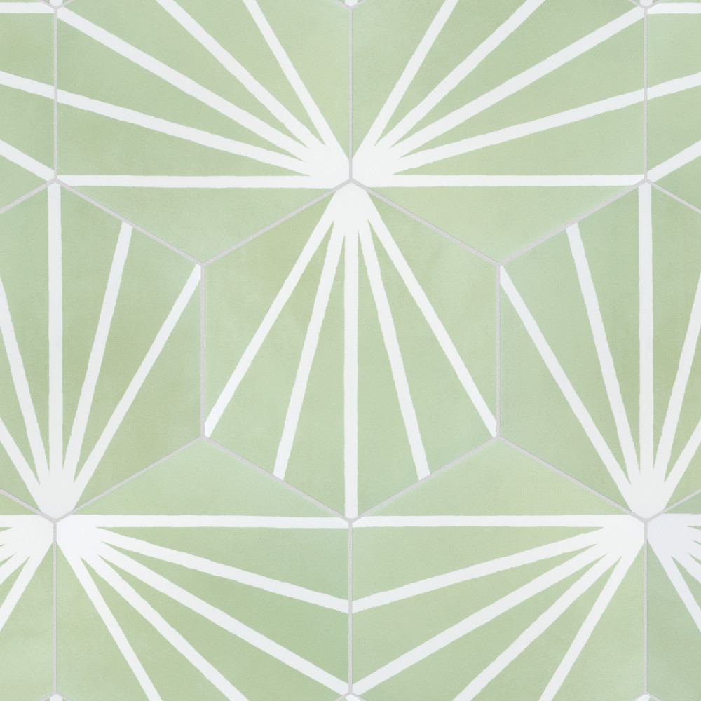 Horizon Dusk Hex Verde 7.75x9 Hexagon Ceramic Floor and Wall Digital Pattern