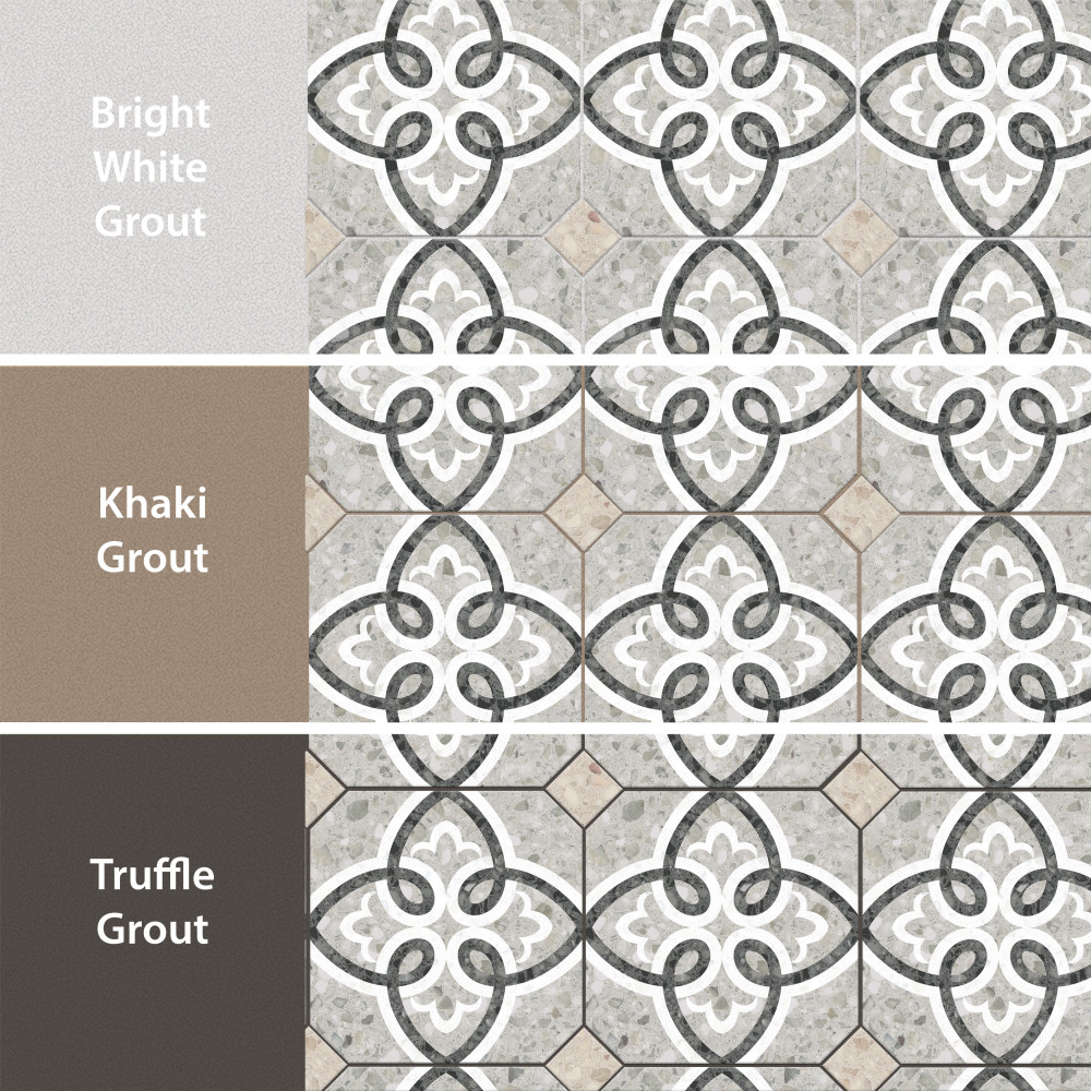 Riviera Octagon Garde Gris with Taco Beige 7-7/8 in. x 7-7/8 in. Porcelain Floor and Wall Tile