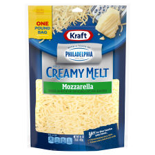 Kraft Mozzarella Shredded Cheese with a Touch of Philadelphia for a Creamy Melt, 16 oz Bag