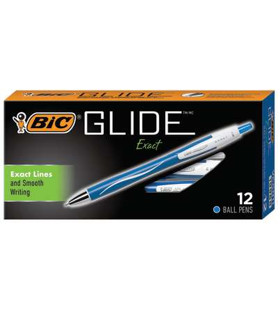 BIC® Glide™ Exact Retractable Pens, Blue, Box of 12