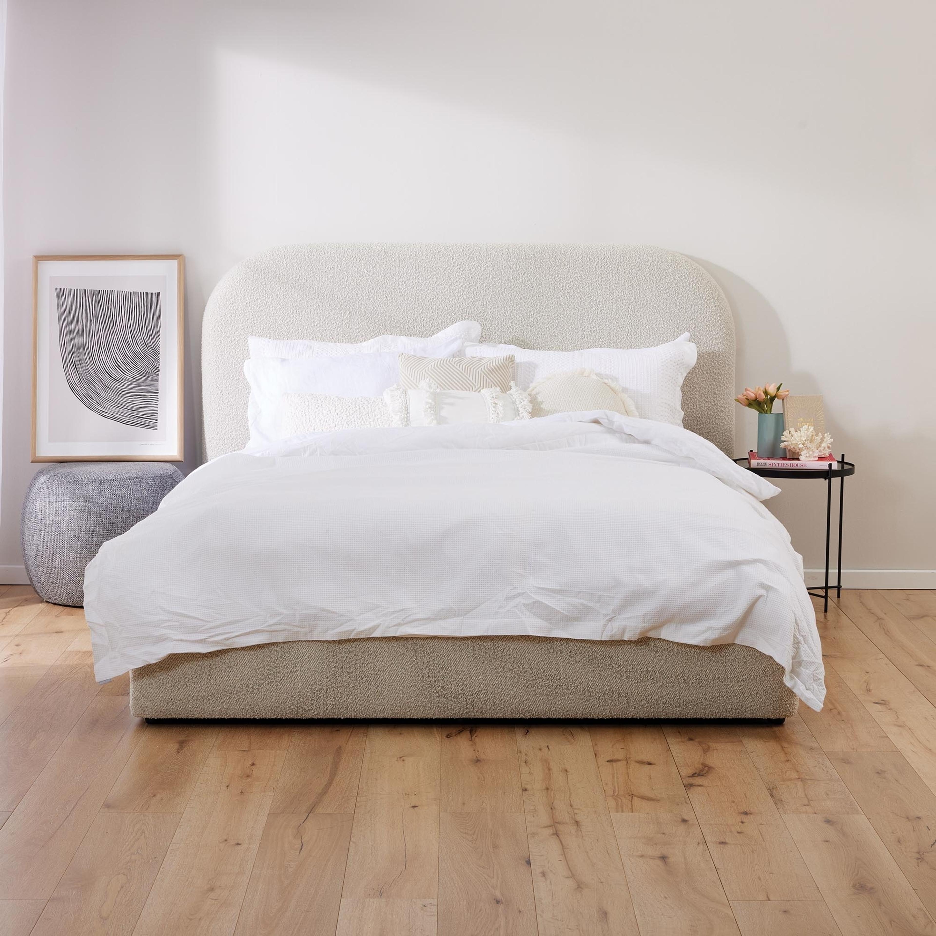 Lifestyle image of the  Verona Bed Frame, Ovis Ivory from Forty Winks