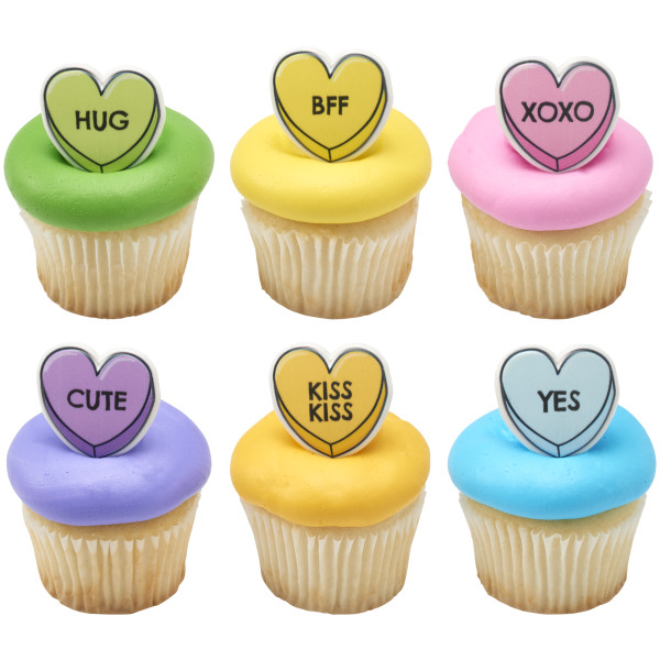 Candy Hearts Cupcake Rings