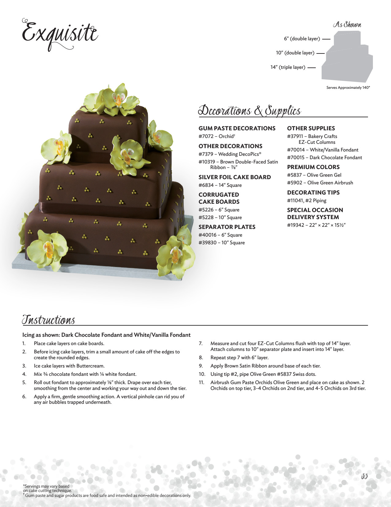 Exquisite Wedding Cake Decorating Instruction Card DecoPac