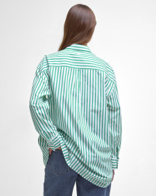 Nicola Striped Relaxed Long-Sleeved Shirt White/Kelly Green