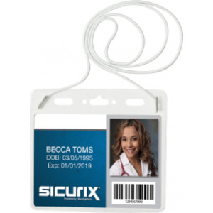 Convention Size Badge Holders with Cord, Horizontal, Pack of 25