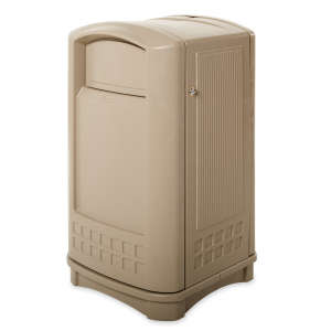 Rubbermaid Commercial, Plaza®, 50gal, Resin, Beige, Square, Receptacle