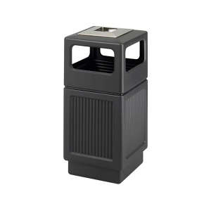 SAF9477BL, Safco Products, Canmeleon Recessed Panel Ash Urn, 38 gal, Polyethylene, Black, Square, Smoking Receptacle