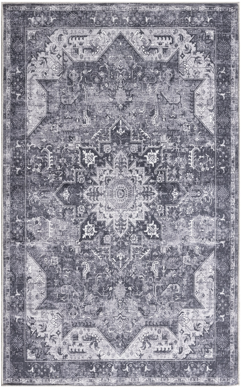 Nourison Nourison Washables 3' x 5' Charcoal Grey Vintage Indoor Rug