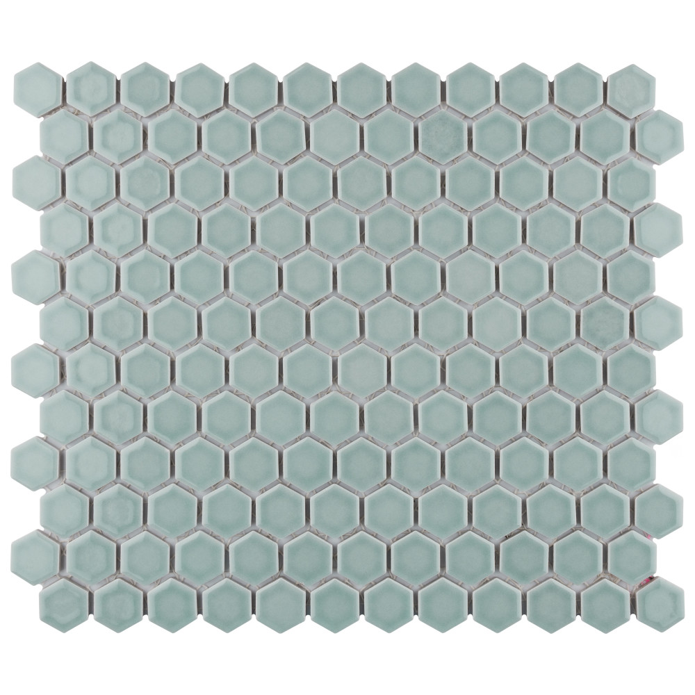 Tribeca 1″ Hex Glossy Mist 10-1/4 in. x 11-7/8 in. Porcelain Mosaic Tile