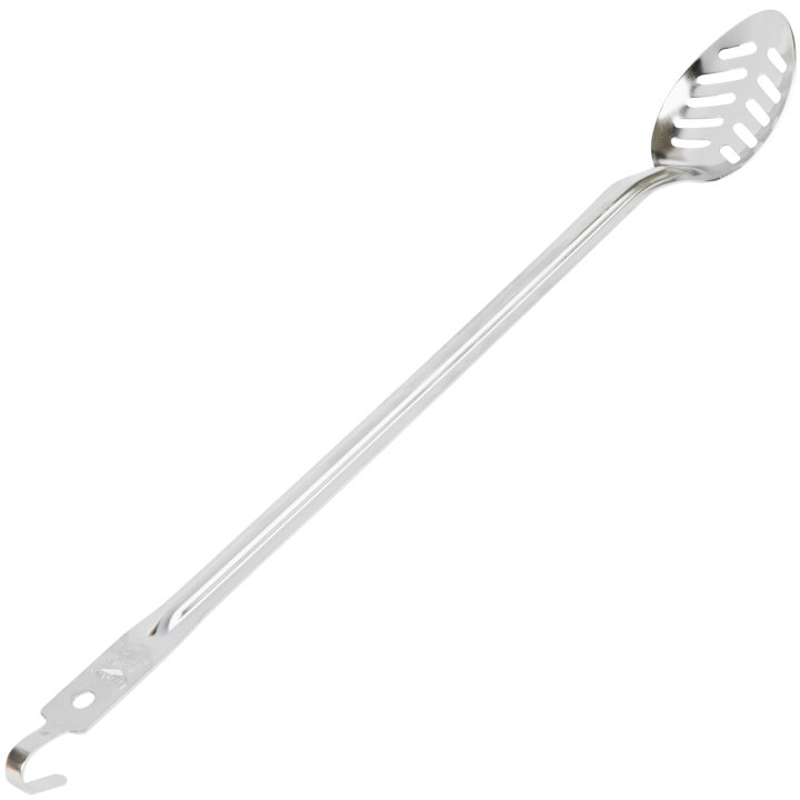 Hooked-handle stainless steel slotted spoon