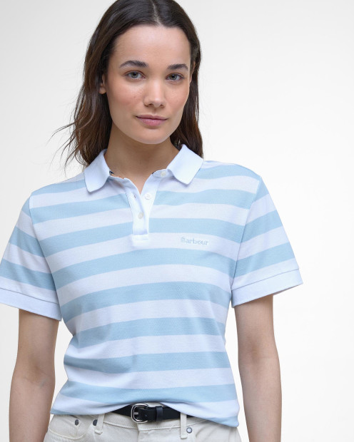 Ashbourne Striped Polo Shirt Breeze Blue/White