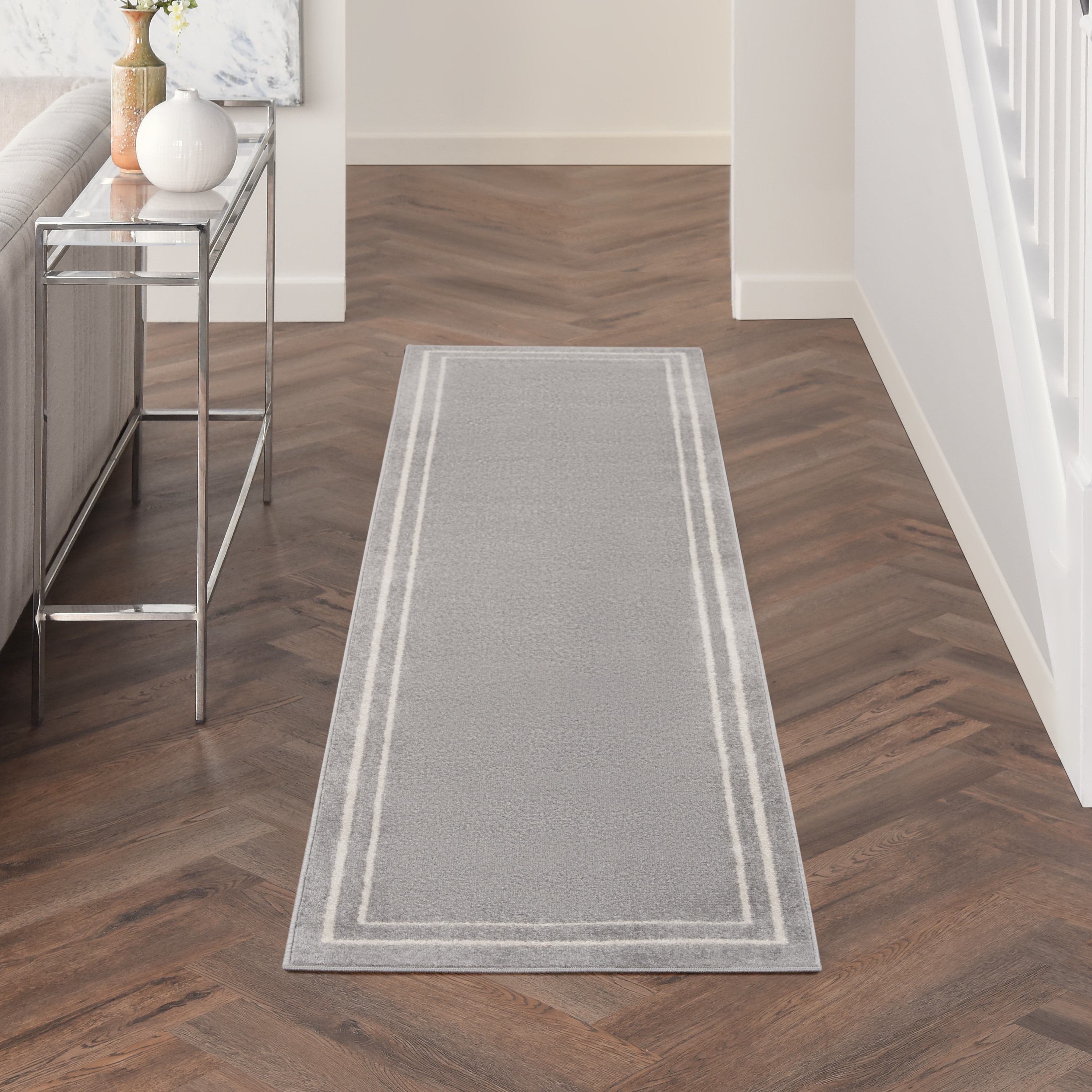 Nourison Nourison Essentials 2'2" x 7'6" Grey Ivory Contemporary Rug