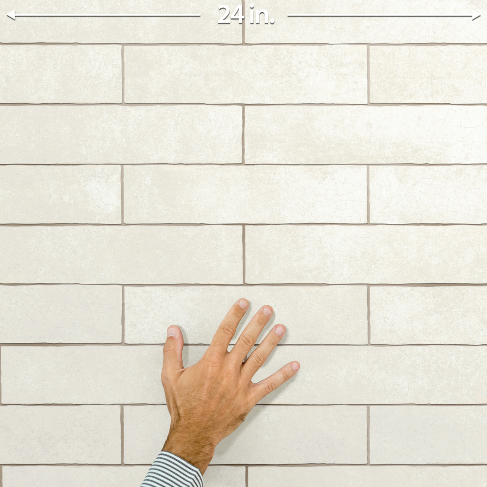 Crackle Cream 2-7/8 in. x 11-7/8 in. Ceramic Wall Tile