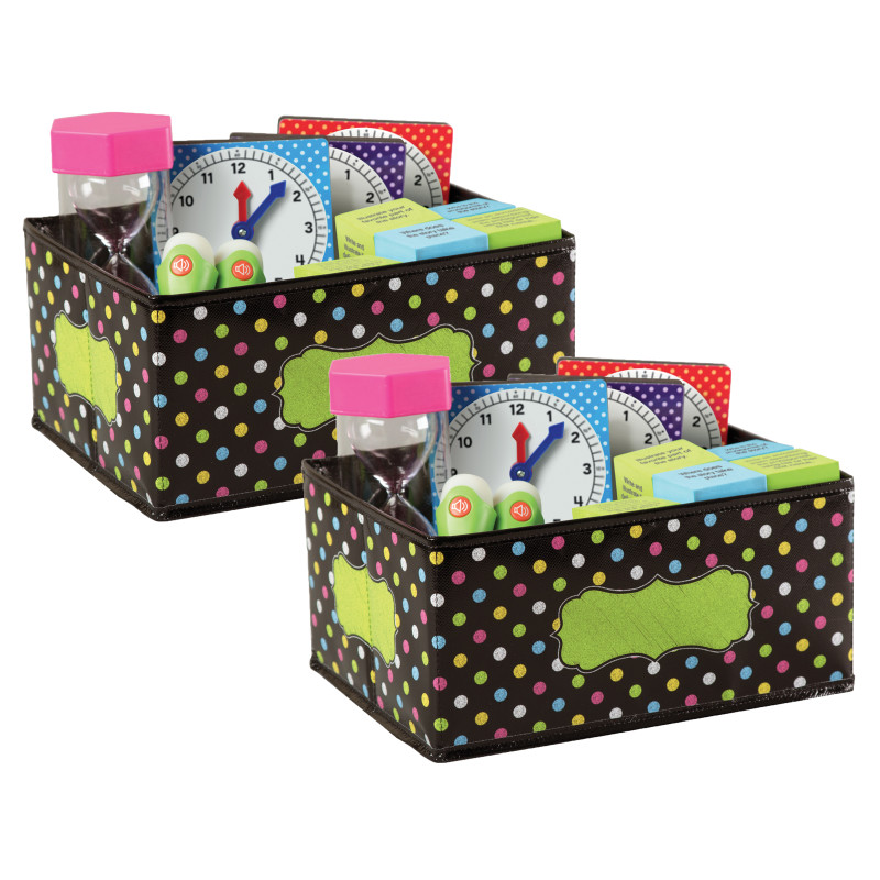 Chalkboard Brights Small Storage Bin, 8" x 11" x 5", Pack of 2