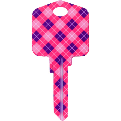 Pampered Girls Plaid Key Blank Kwikset 66/97 KW1/10