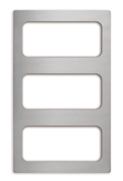 Miramar® stainless steel template for three third-size Miramar contemporary food pans