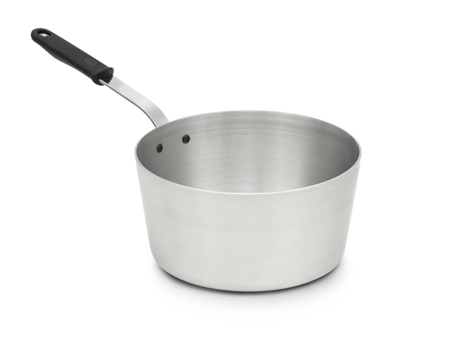 10-quart Wear-Ever® tapered aluminum saucepan with natural finish and silicone handle
