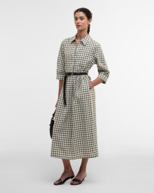 Adele Gingham Midi Dress Dusky Green Check