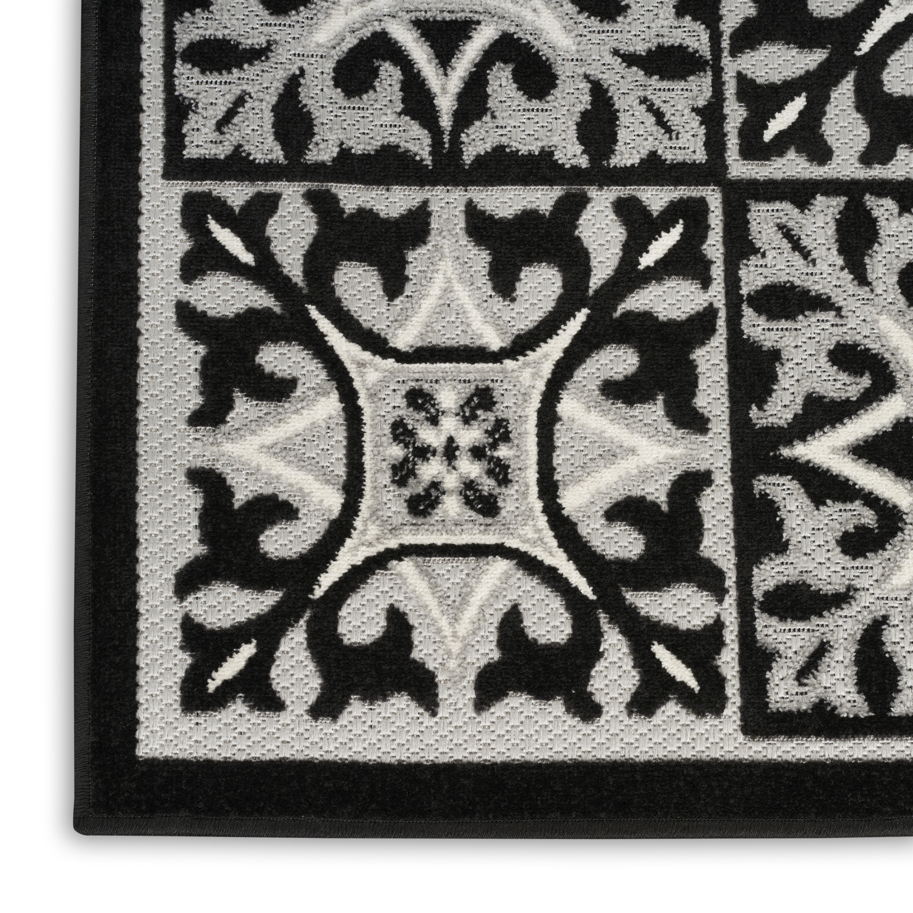 Nourison Aloha 7' x 10' Black White Contemporary Rug