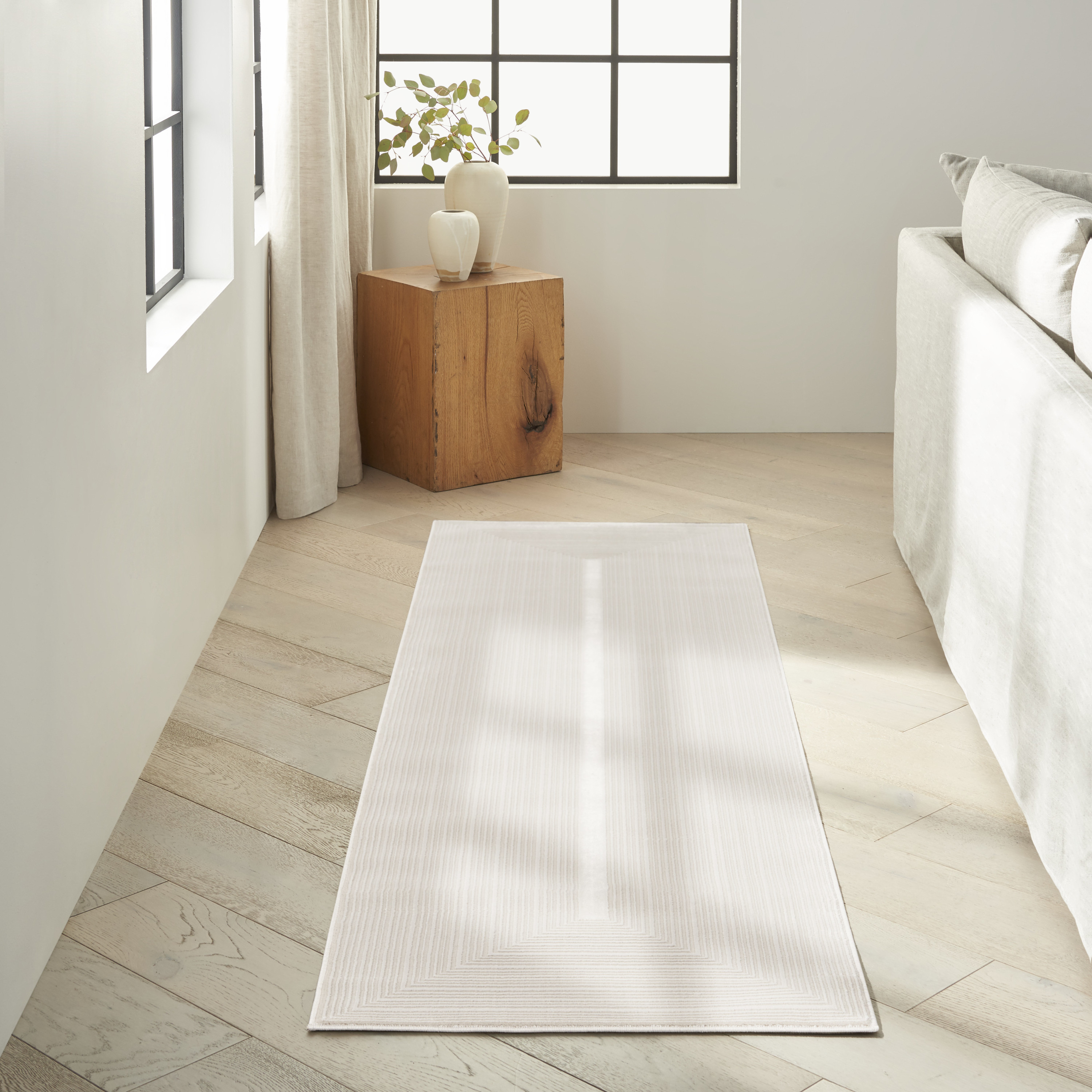 Calvin Klein CK024 Irradiant 2' x 6' Ivory Modern Indoor Rug