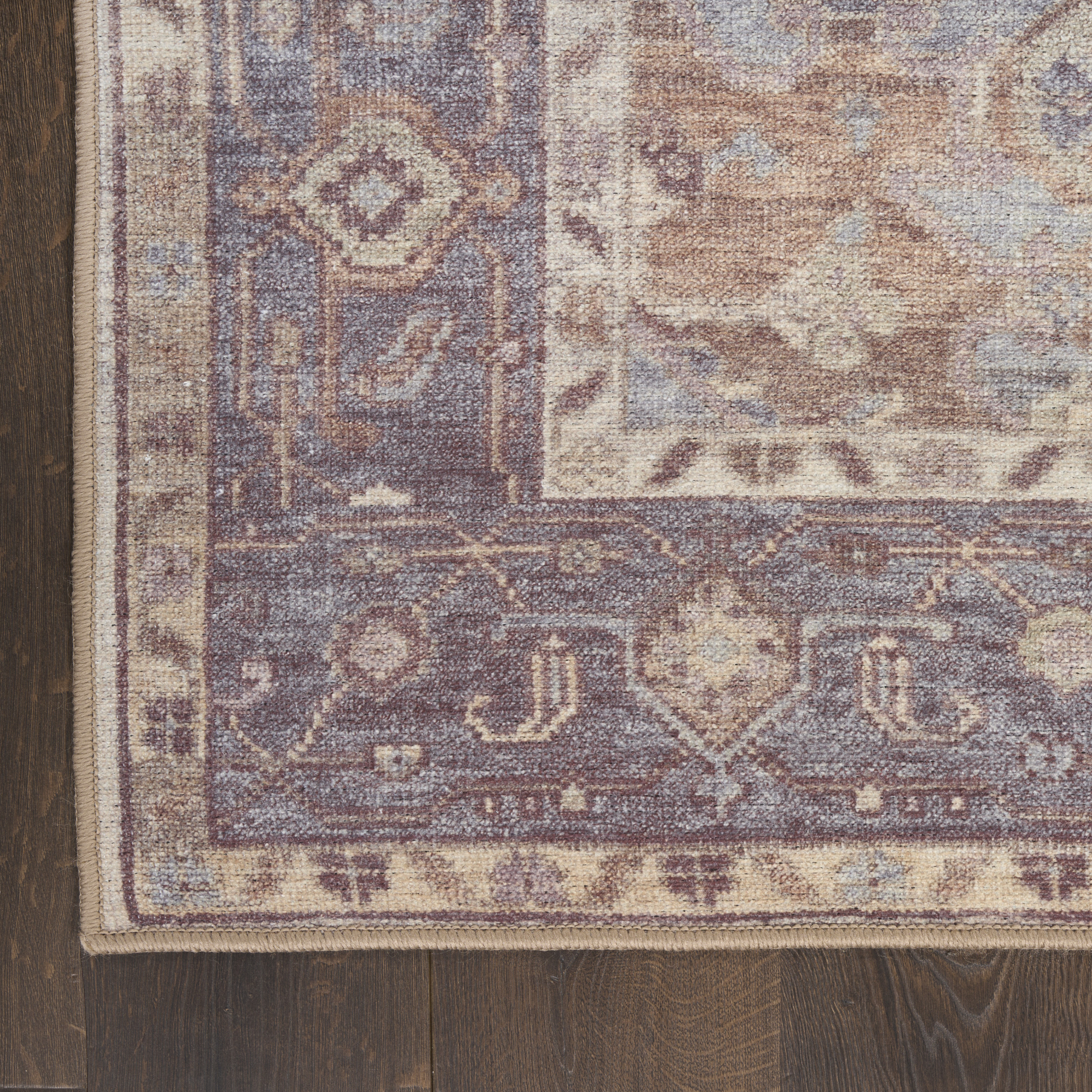 Nourison Vintage Washables 9' x 12' Ivory Purple Vintage Indoor Rug