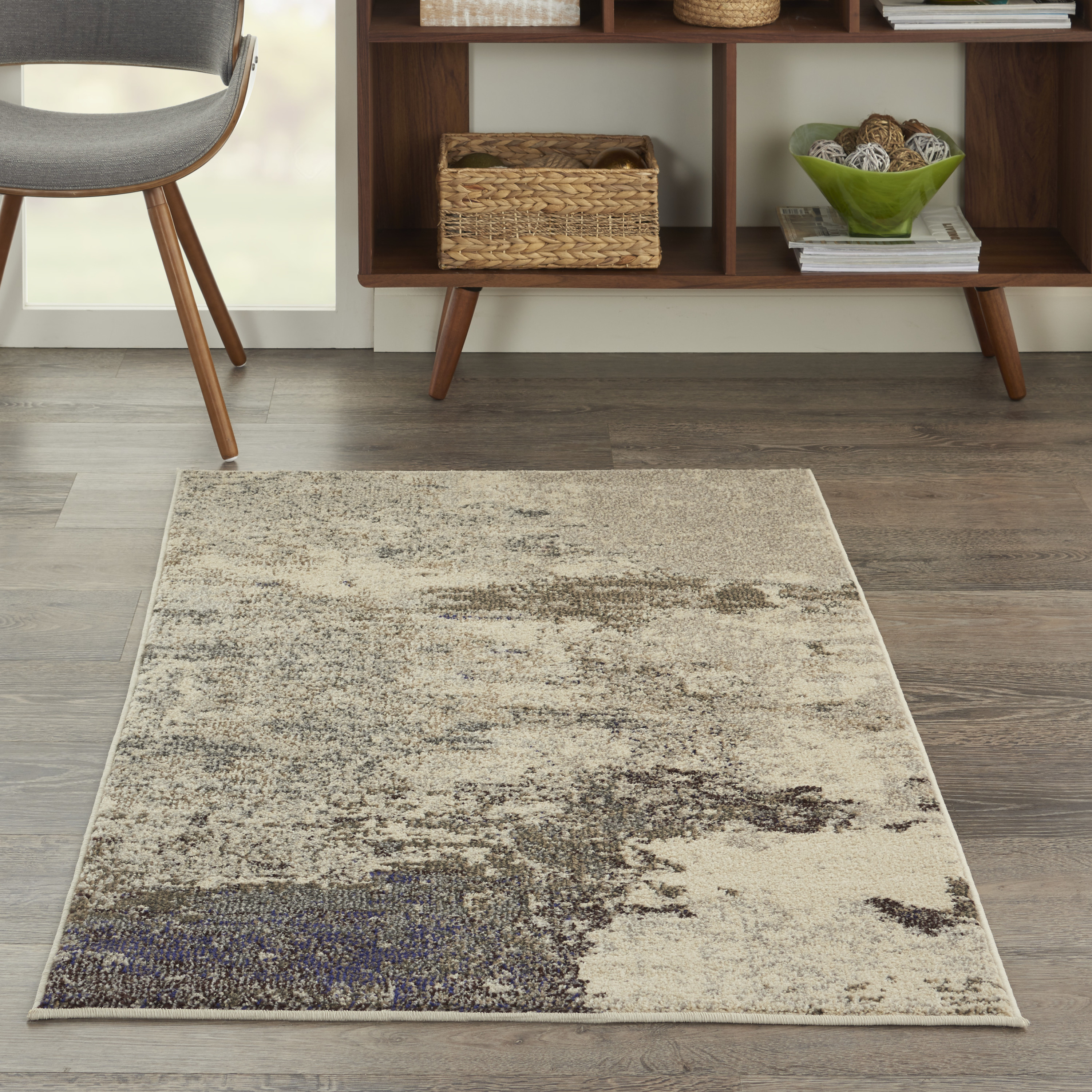 Nourison Celestial 3' x 5' Ivory Grey Modern Indoor Rug