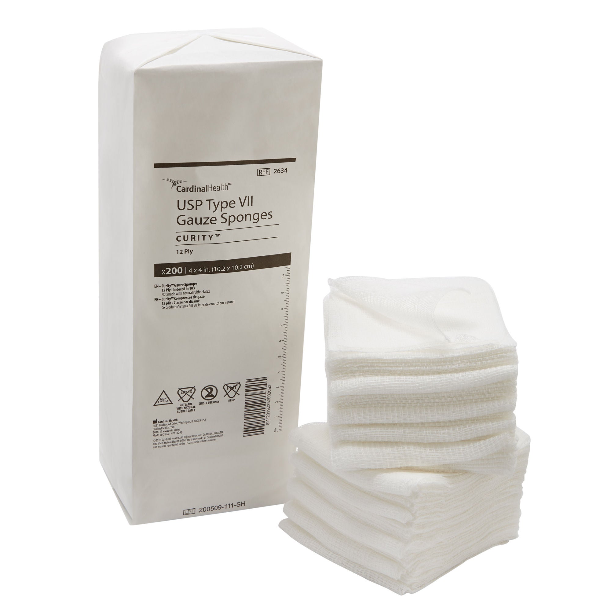 Curity™ USP Type VII Gauze Sponge, 4 x 4 Inch, 12-Ply