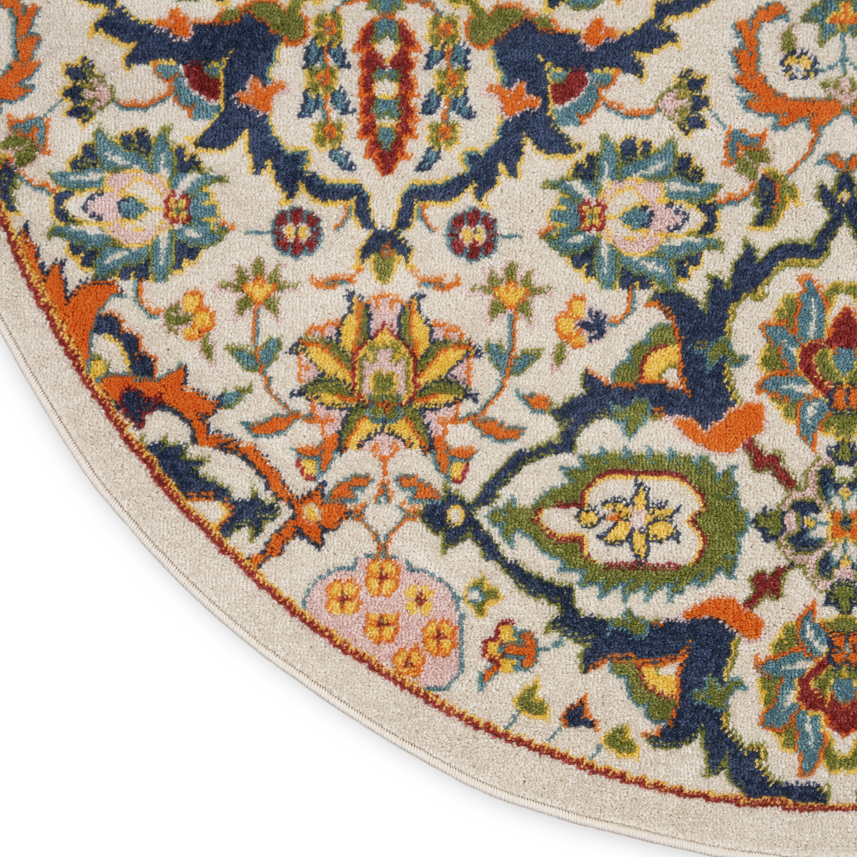 Nourison Allur 7’10” x Round Ivory Multicolor Bohemian Indoor Rug