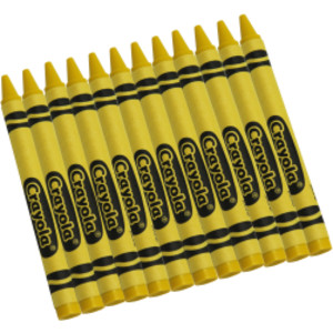 Single Color Bulk Crayons, Regular Size, Yellow, 12 Count