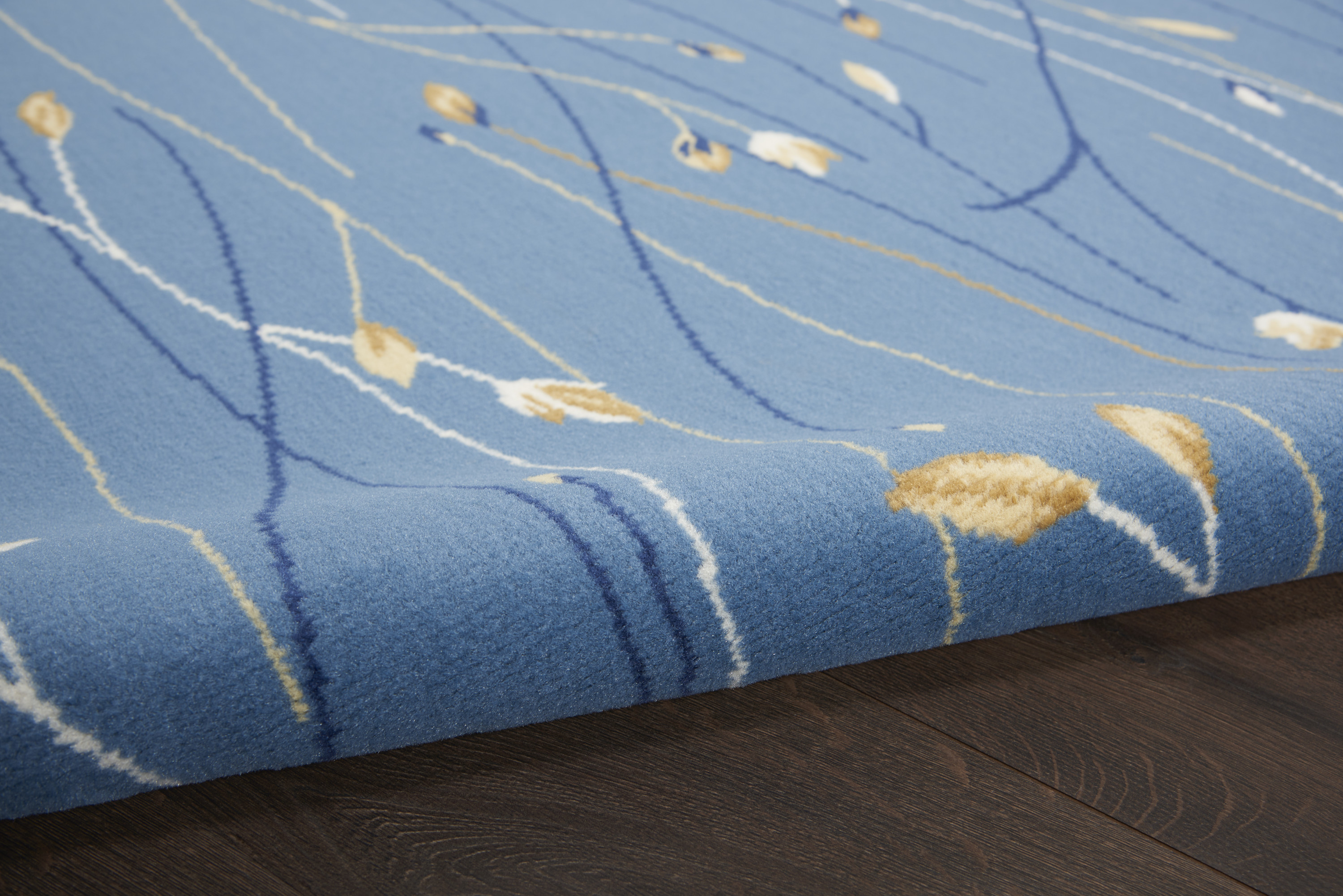 Nourison Grafix 5'3" x Round Light Blue Contemporary Indoor Rug