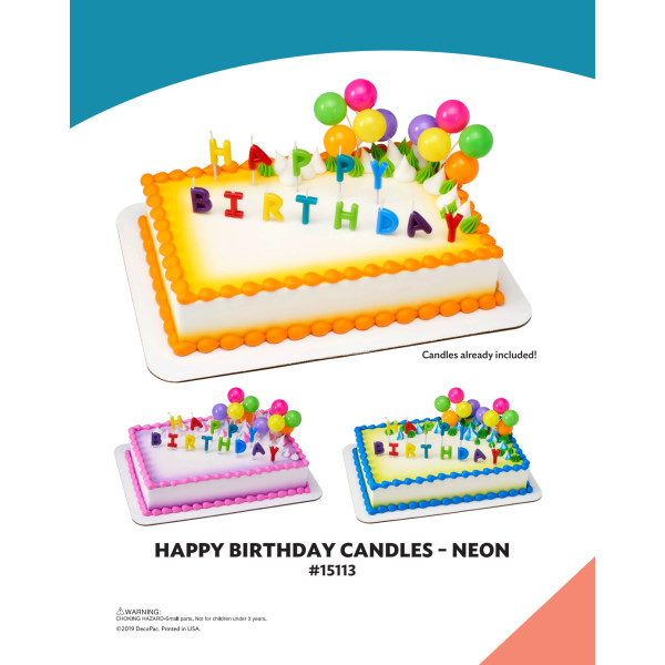 Happy Birthday Candles Neon The Magic of Cakes® Icing Only Page