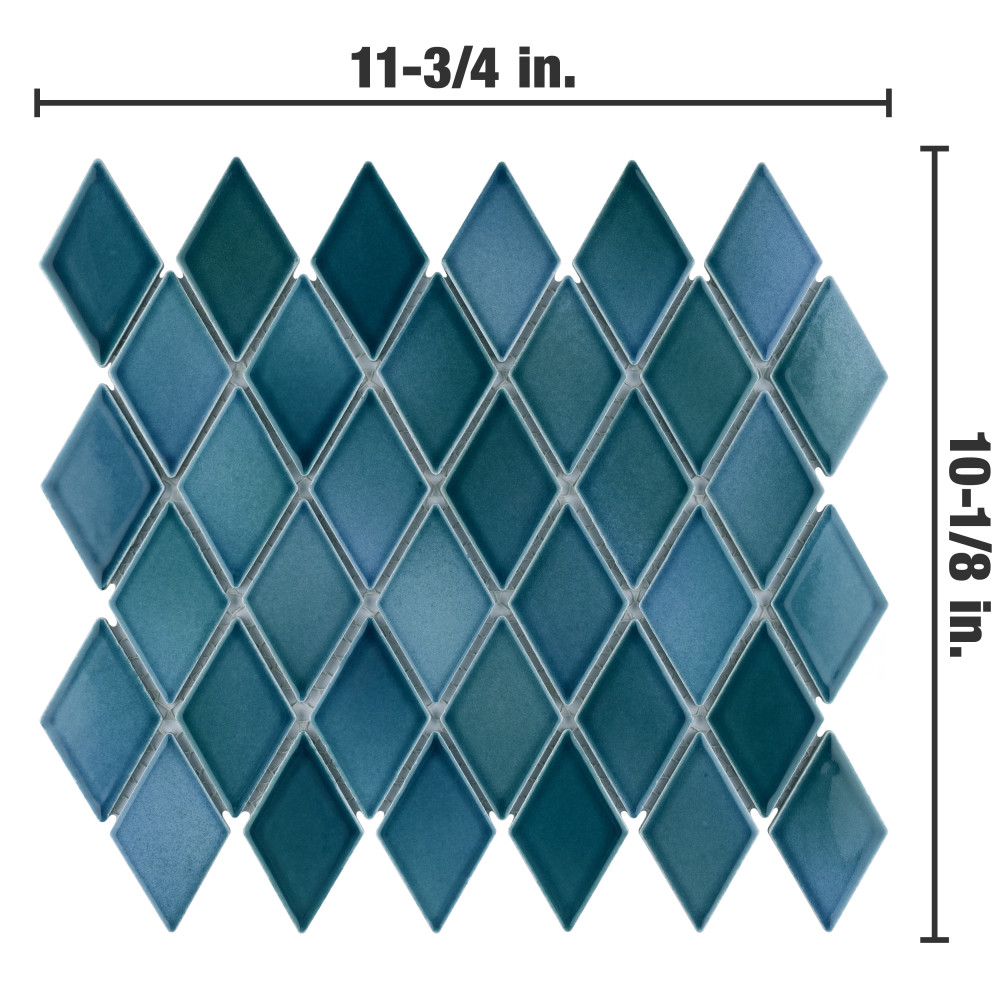 Hudson Kite Aquamarine 10-1/8 in. x 11-3/4 in. Porcelain Mosaic Tile