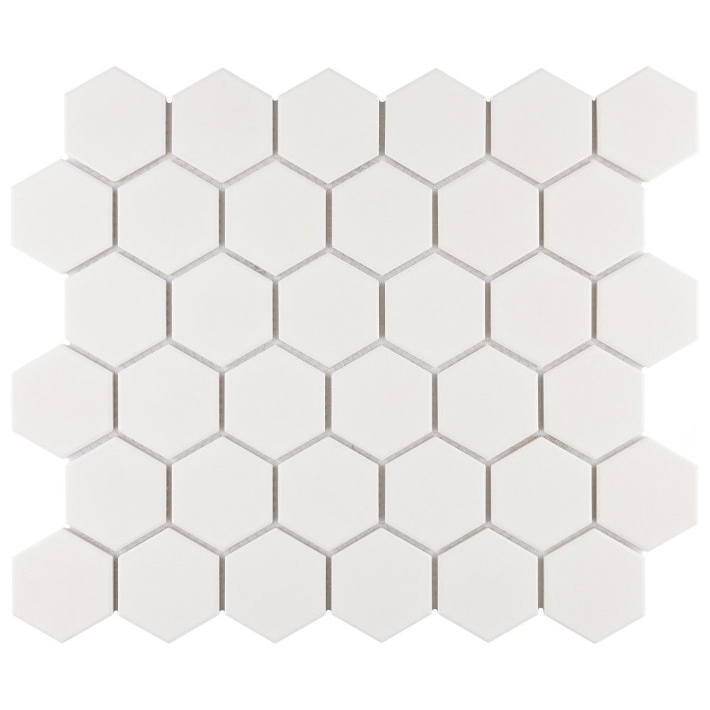 Gotham 2″ Hex White 11-1/8 in. x 12-5/8 in. Porcelain Mosaic Tile